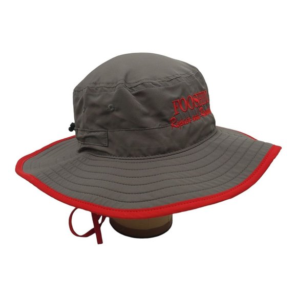 Fooshee Repair Remodeling Boonie Hat OSFM Gray Red Cap Beach Outdoor Floppy - Picture 2 of 12
